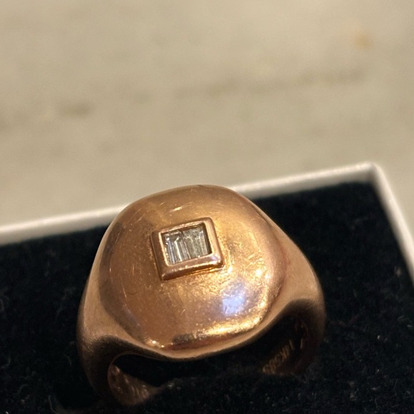 14k Rose Gold Signet Ring with Diamonds - Picture 6 of 10